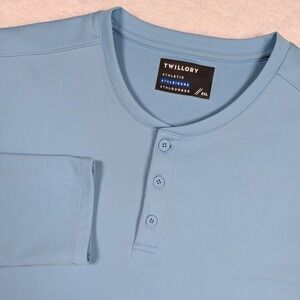 Twillory Henley Shirt Mens 2XL Blue Long Sleeve Athleisure Athletic Tee Top